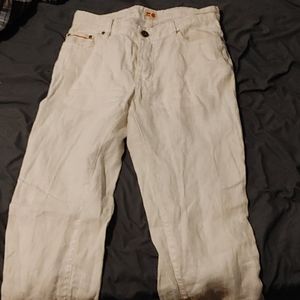 Hugo boss white linen pants
